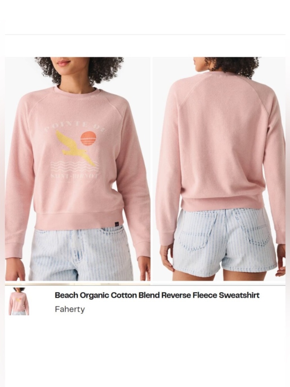 New With Tags Faherty Beach Fleece Crew Sz L